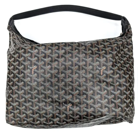 Goyard Goyardine Fidji Hobo Coated Canvas Black Leather Shoulder Bag - Picture 1 of 8